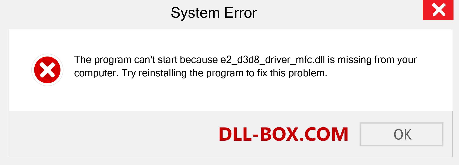  e2_d3d8_driver_mfc.dll file is missing?. Download for Windows 7, 8, 10 - Fix  e2_d3d8_driver_mfc dll Missing Error on Windows, photos, images